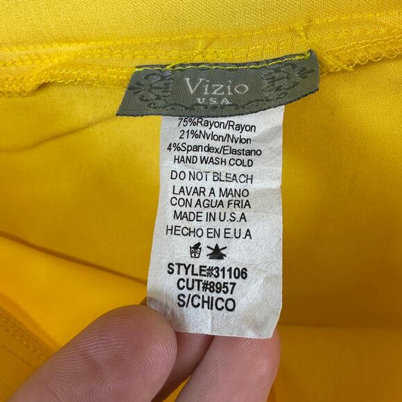 Vizio Leggings Womens Small Yellow Rayon Blend Pull On Elastic Waist Stretch - Picture 5 of 9